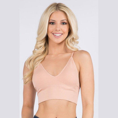 No Show Seamless Ribbed Bra & Panty Set - Thong