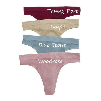 No Show Seamless Ribbed Bra & Panty Set - Thong