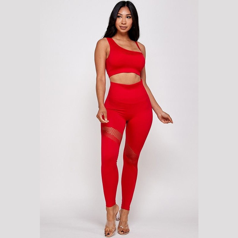 ONE SHOULDER SEAMLESS SET - 4 Colorways
