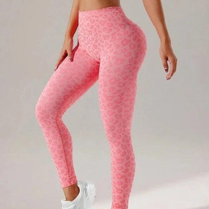 V-BACK LEGGINGS Pink Leopard