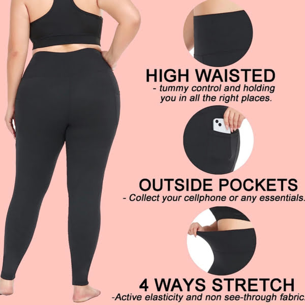 PLUS SIZE ACTIVE LEGGINGS WITH POCKETS