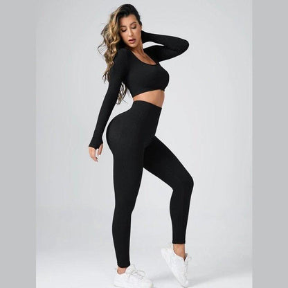 SEAMLESS RIBBED LEGGINGS SET - Activewear Sale!