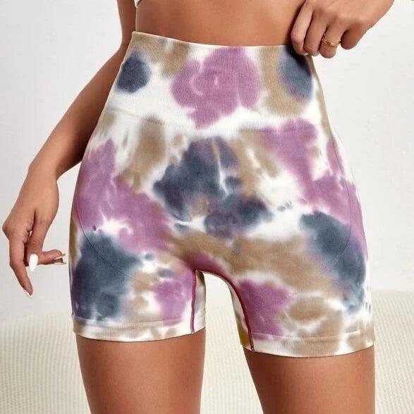 Multicolor Scrunched Tie Dye Shorts - Collection