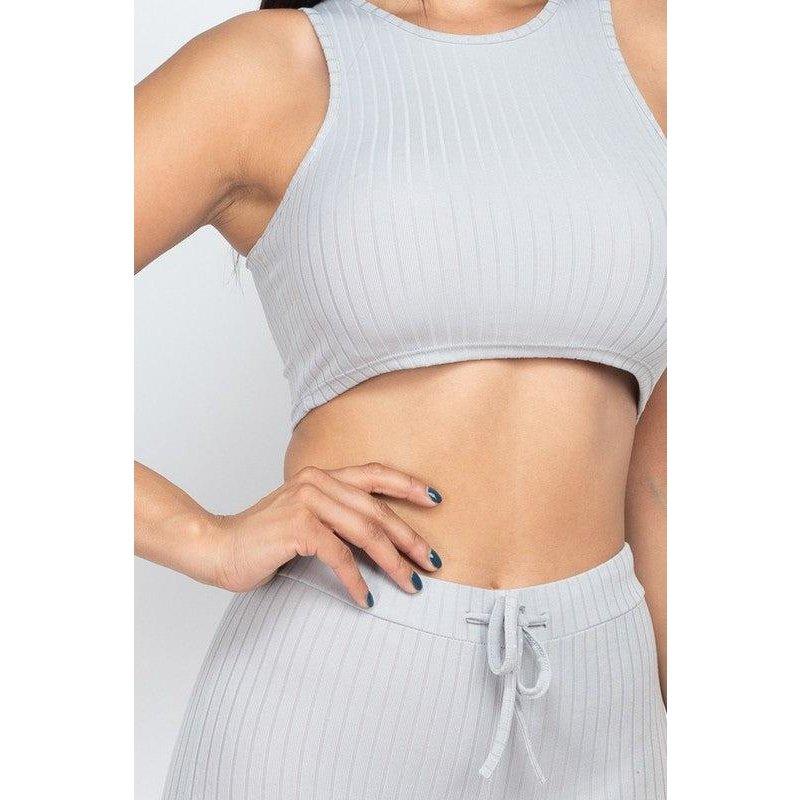 Show It Off Rib Cropped Top & Leggings Set