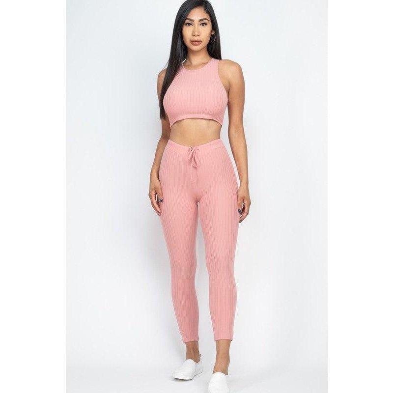 Show It Off Rib Cropped Top & Leggings Set