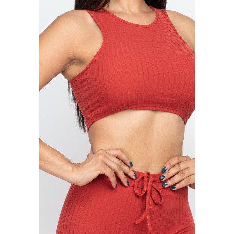 Show It Off Rib Cropped Top & Leggings Set