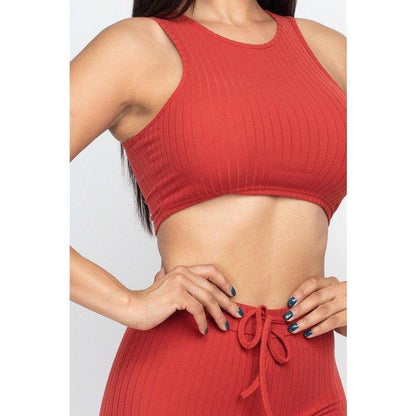 Show It Off Rib Cropped Top & Leggings Set