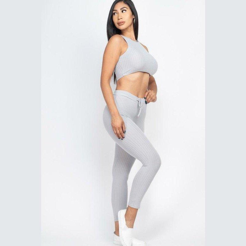 Show It Off Rib Cropped Top & Leggings Set