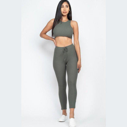 Show It Off Rib Cropped Top & Leggings Set