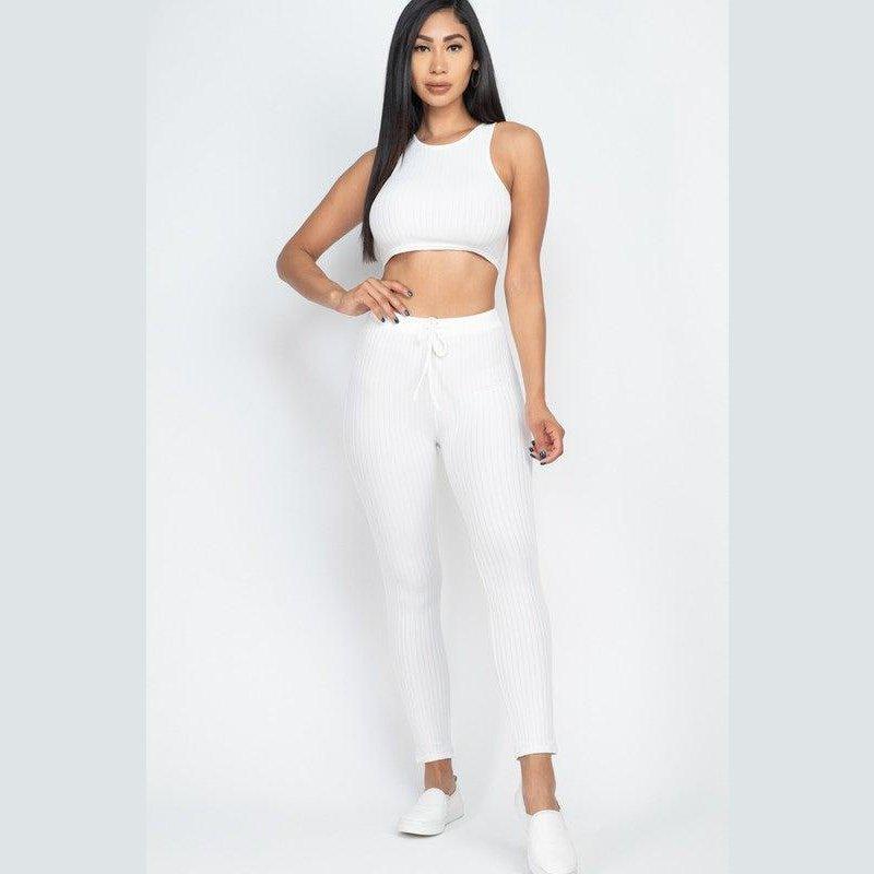 Show It Off Rib Cropped Top & Leggings Set