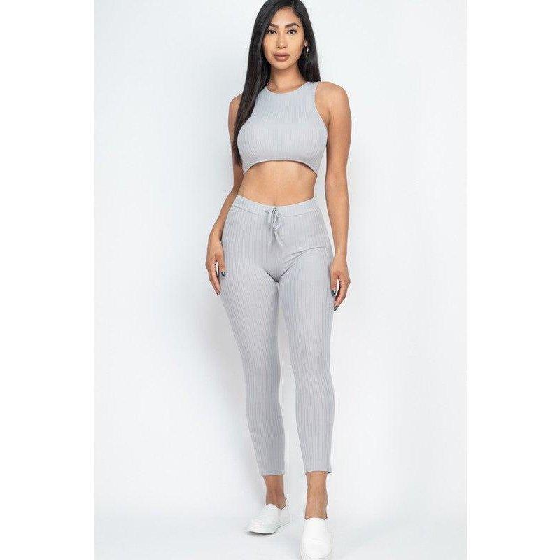 Show It Off Rib Cropped Top & Leggings Set