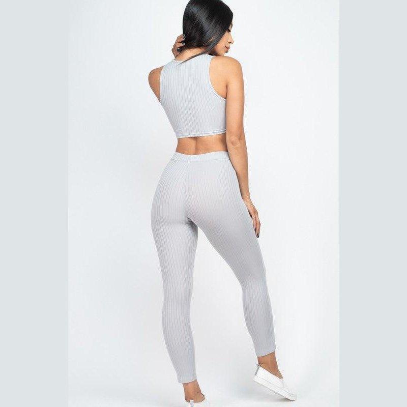 Show It Off Rib Cropped Top & Leggings Set