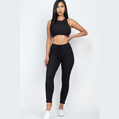 Show It Off Rib Cropped Top & Leggings Set