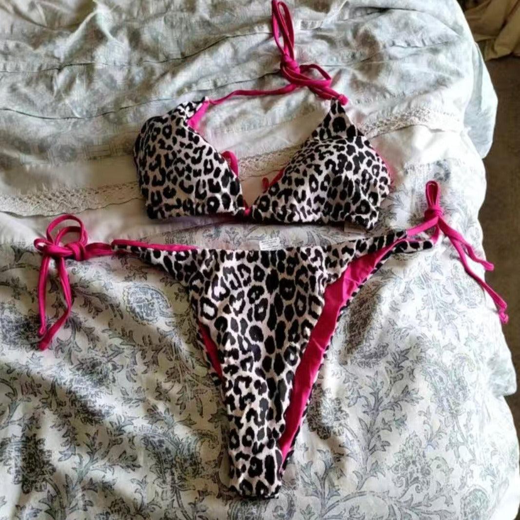 TRIANGLE SIGNATURE BIKINI TWO PIECE SET - Leopard Print